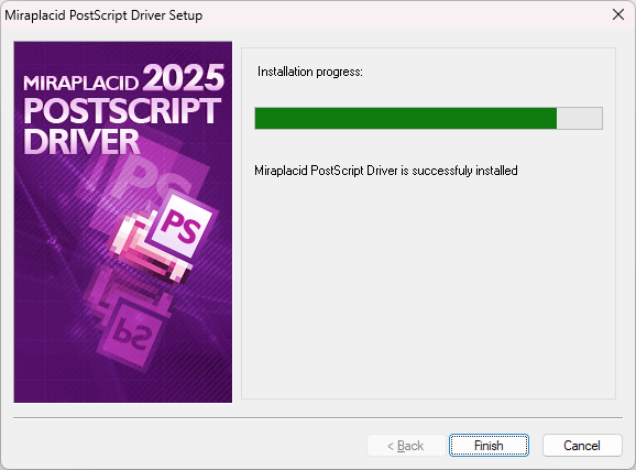 Miraplacid PostScript Driver : Installation Step 4/4