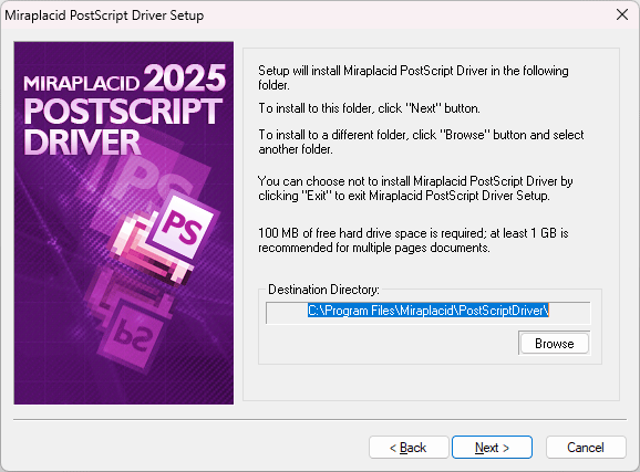 Miraplacid PostScript Driver : Reinstallation Step 2/3