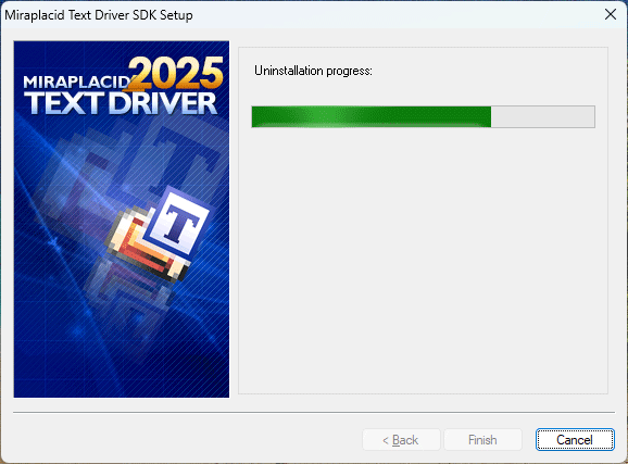 Miraplacid Text Driver : Uninstallation Step 2/2